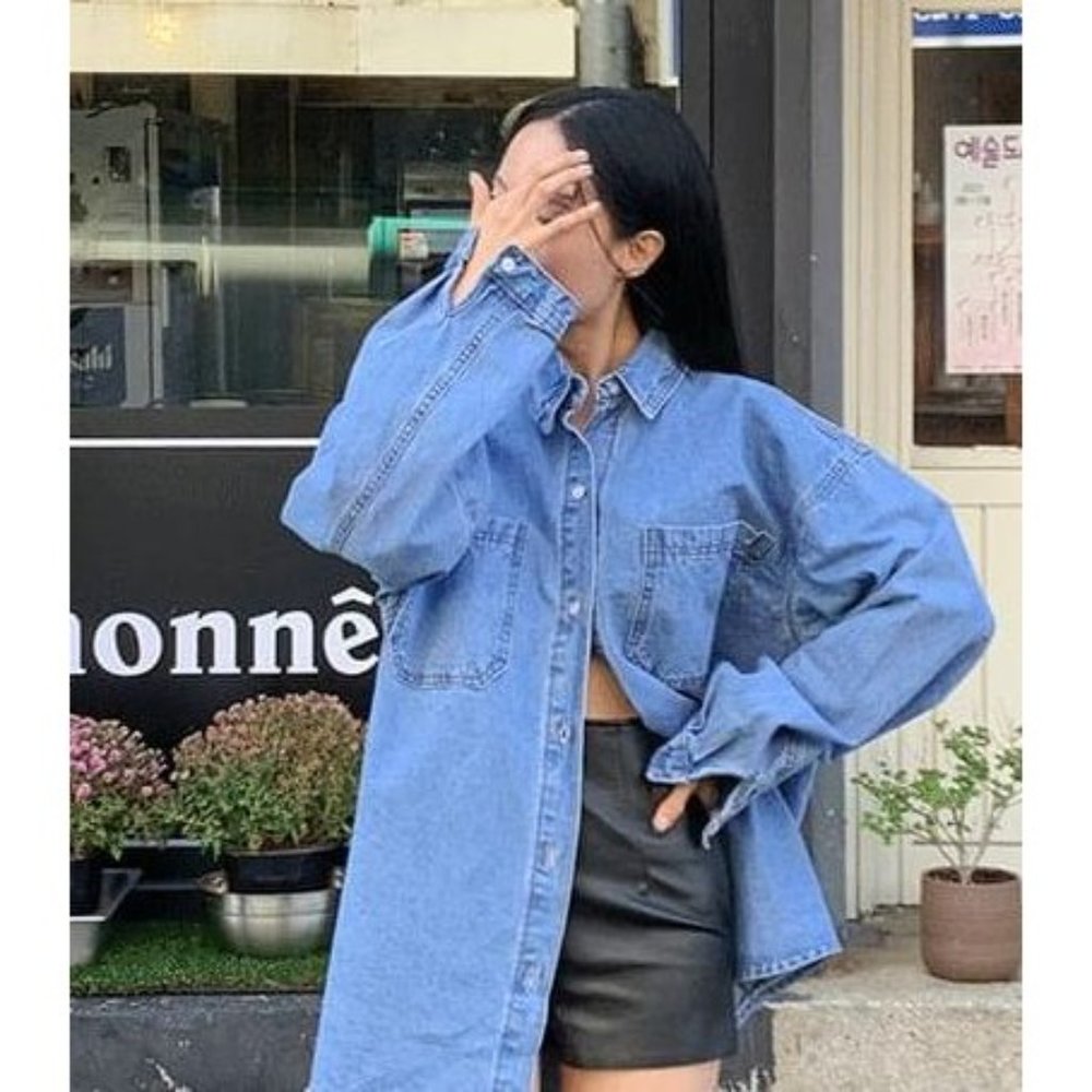 Vintage 80's Saint Germain Long Sleeve Notch Lapel Button Up Blue Denim Jacket M - Picture 4 of 16